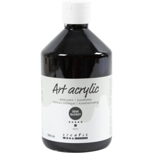 Art Akrylmaling, halvblank, dækkende, sort, 500ml/ 1 fl.