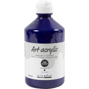 Art Akrylmaling, halvblank, dækkende, ultra marine, 500ml/ 1 fl.