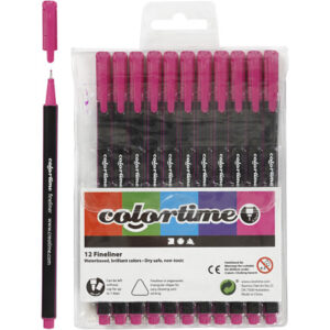 Colortime Fineliner Tusch, streg 0,6-0,7 mm, cyklame, 12 stk./ 1 pk.