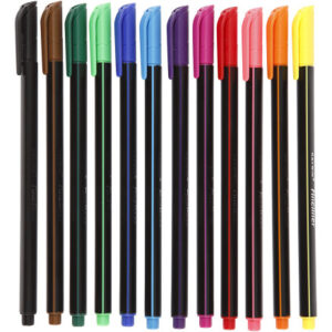 Colortime Fineliner Tusch, streg 0,6-0,7 mm, ass. farver, 12 stk./ 1 pk.