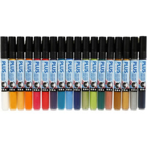 Plus Color Tusch, L: 14,5 cm, streg 1-2 mm, ass. farver, 5,5 ml, 18stk./ 1 pk.