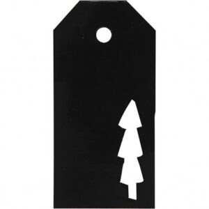 Manillamærker Juletræ Sort 5x10cm - 15 stk