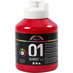 A-Color akrylmaling, primær rød, 01 - blank, 500ml