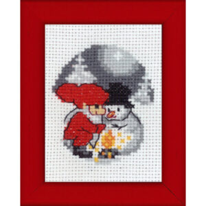 Permin Broderikit Billede Snemand og Nisse 6x8cm