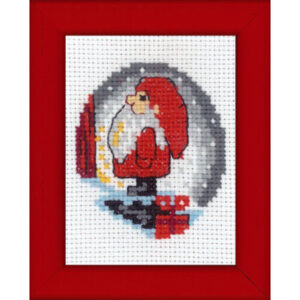 Permin Broderikit Billede Nisse på trappe 6x8cm