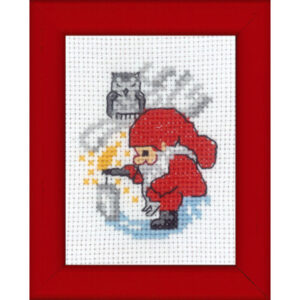 Permin Broderikit Billede Nisse tænder lys 6x8