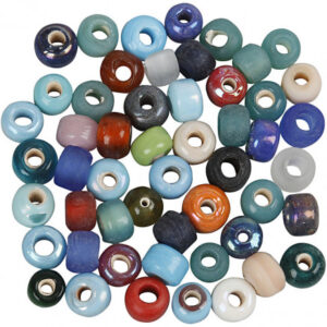 Glasperlemix, diam. 9 mm, hulstr. 2,5-3 mm, ass. farver, 500g, ca. 680 stk.