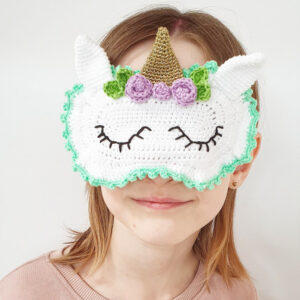 Enhjørning Sovemaske af Rito Krea - Sovemaske Hækleopskrift 16x11cm