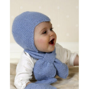 Baby Aviator Hat by DROPS Design - Djævlehue, Halstørklæde og Vanter Strikkeopskrift str. 1/3 mdr - 3/4 år
