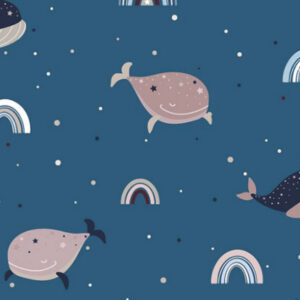 Bomuldsjersey Print Stof 150 cm 004 Hvaler - 50cm