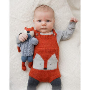 Baby Fox Onesie by DROPS Design - Baby Bodystock Strikkeopskrift Str. Præmatur - 3/4 år