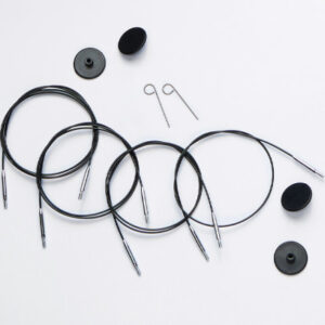 KnitPro Wire / Kabel (Swivel) til Udskiftelige Rundpinde 20 cm (Bliver 40cm inkl. pinde) Sort m/ sølv samling