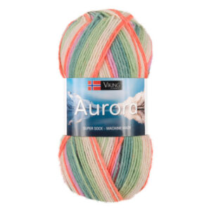 Viking Garn Aurora 631 Multi Grøn/ Orange/ Rosa