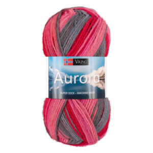 Viking Garn Aurora 654 Multi Rød/ Rosa/ Grå
