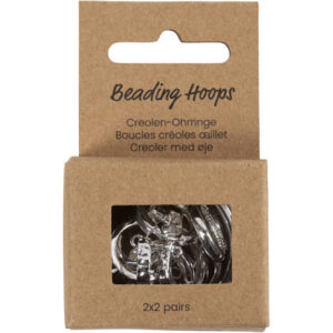 Creoler med øje, diam. 15 mm, tykkelse 3 mm, forsølvet, 2x2par/ 1 pk.