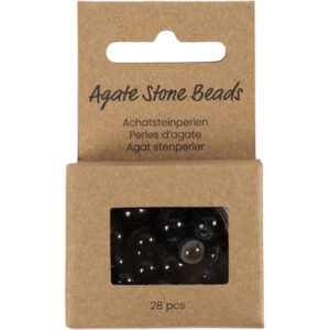 Agat stenperler, str. 1x10, 12x8, 15x6 mm, hulstr. 0,9-1 mm, sort, 28stk./ 1 pk.