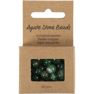 Agat stenperler, str. 13x8, 15x6 mm, hulstr. 0,9-1 mm, klar grøn, 28stk./ 1 pk.