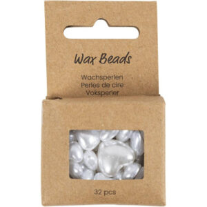 Voksperler, Hjerter, diam. 7-13 mm, hulstr. 1,3-1,5 mm, perlemor, 32stk./ 1 pk.
