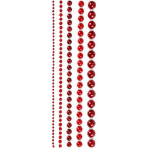 Halv-perler, str. 2-8 mm, rød, 140stk./ 1 pk.