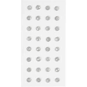 Rhinsten, diam. 8 mm, sølv, 32stk./ 1 pk.