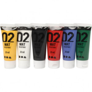 A-Color akrylmaling, standardfarver, 02 - mat, 6x20ml