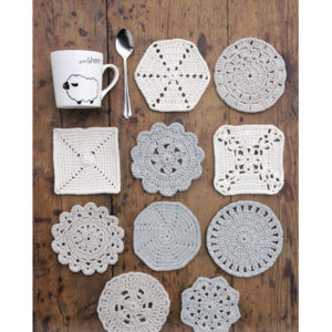 Bright Side Coasters by DROPS Design - Bordskånere Hækleopskrift 10-12 cm