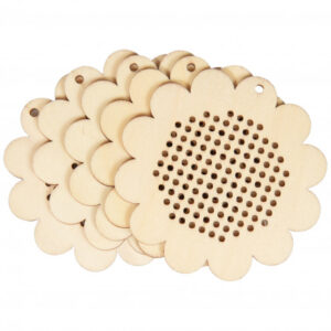 Infinity Hearts Broderi/Korssting Træplade/Nøglering Blomst 8x8cm - 5 stk