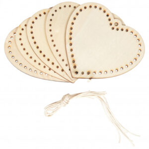 Infinity Hearts Broderi/Korssting Træplade/Nøglering Hjerte 7,5x8cm - 5 stk