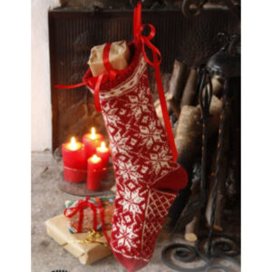 Mr. Kringle's Stocking by DROPS Design - Julesok Strikkeopskrift 35x25 cm