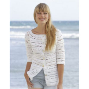 Seashore Bliss Cardigan by DROPS Design - Jakke Hækleopskrift str. S - XXXL