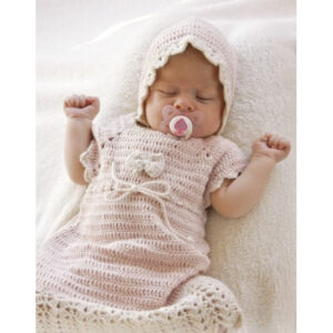 Beth by DROPS Design - Baby Kjole Hækleopskrift str. 0/1 mdr - 3/4 år