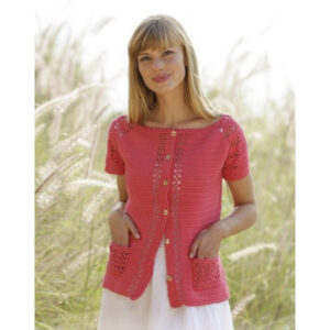 Warm Apricot Cardigan by DROPS Design - Jakke Hækleopskrift str. S - XXXL