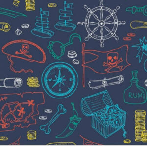 Bomuldsjersey Print Stof 150cm 001 Pirater - 50cm