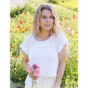 White Roses Top by DROPS Design - Top Strikkeopskrift str. S - XXXL