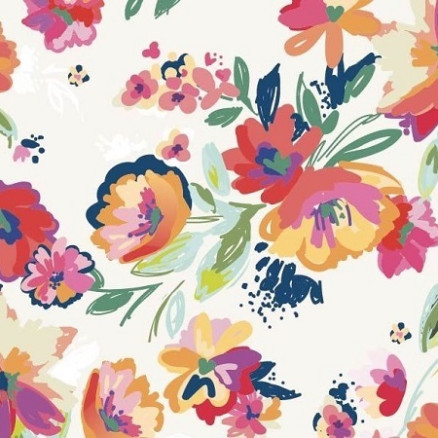 Bomuldsjersey Print Stof 150cm 002 Blomster - 50cm