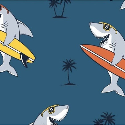 Bomuldsjersey Print Stof 150cm 004 Hajer - 50cm