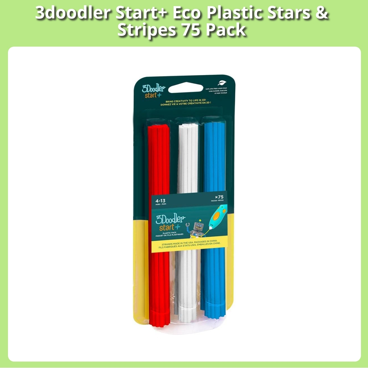 Anmeldelse af 3doodler Start+ Eco Plastic Stars & Stripes 75 Pack