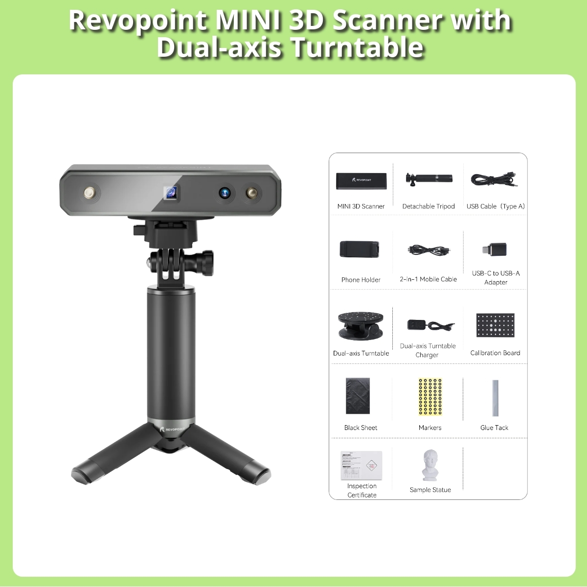 Anmeldelse af Revopoint MINI 3D Scanner with Dual-axis Turntable