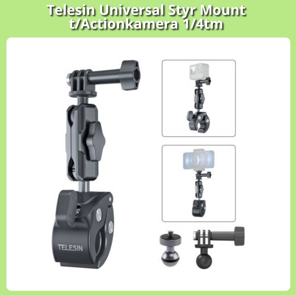 Anmeldelse af Telesin Universal Styr Mount t/Actionkamera 1/4tm