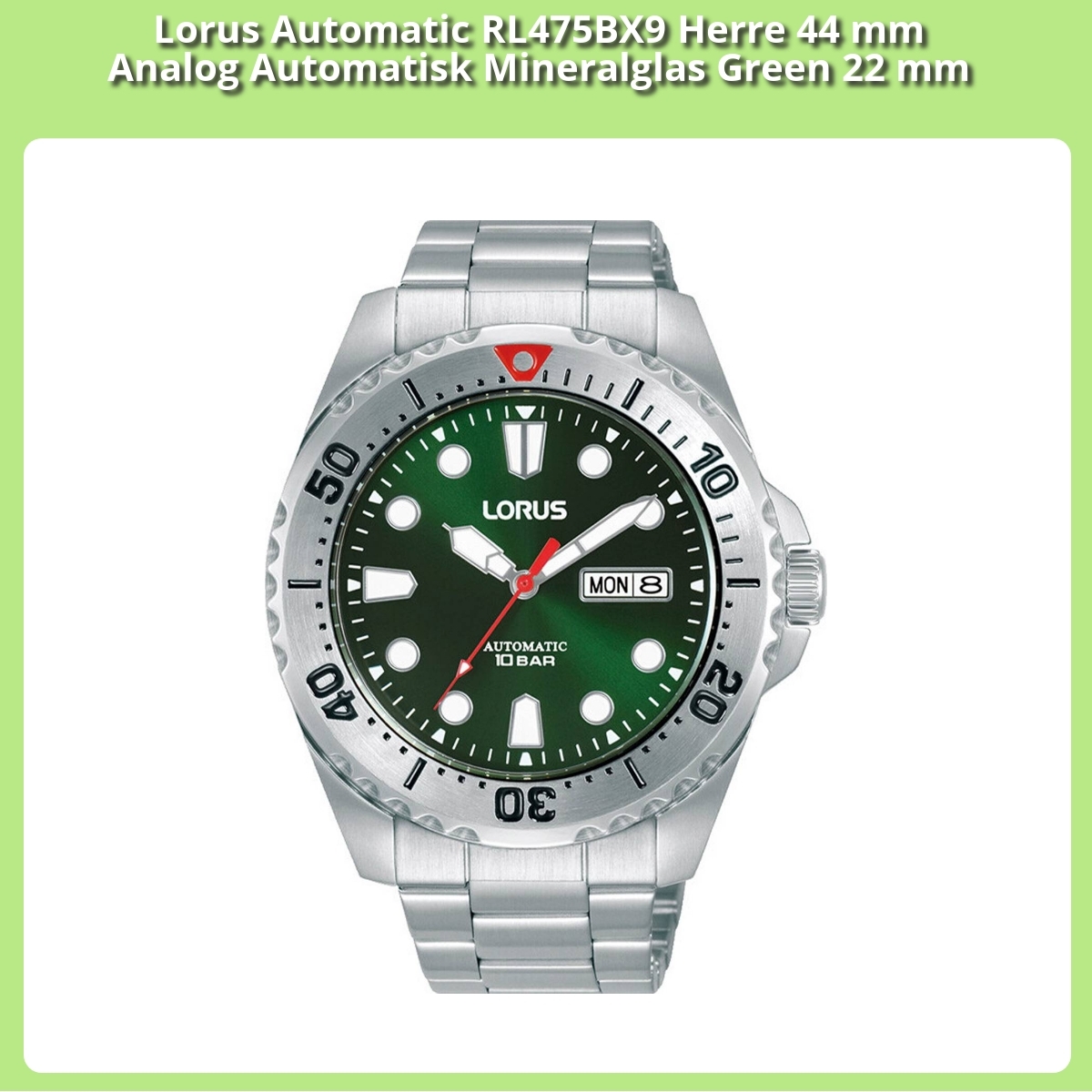 Anmeldelse af Lorus Automatic RL475BX9 Herre 44 mm Analog Automatisk Mineralglas Green 22 mm