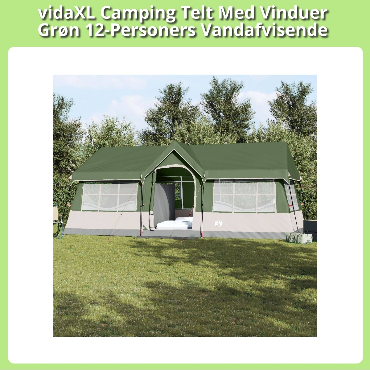 Anmeldelse af vidaXL Camping Telt Med Vinduer Grøn 12-Personers Vandafvisende