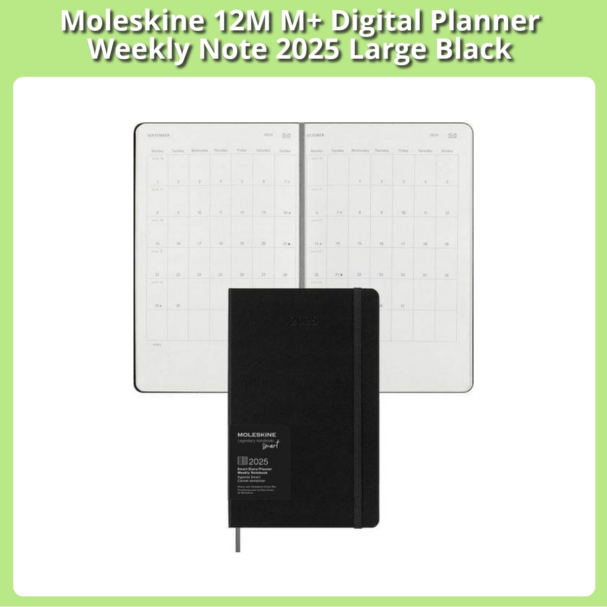 Anmeldelse af Moleskine 12M M+ Digital Planner Weekly Note 2025 Large Black
