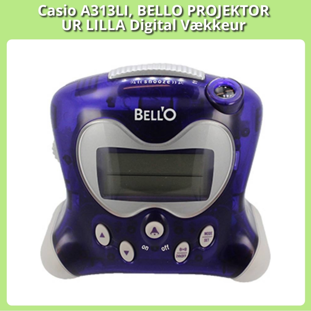 Anmeldelse af Casio A313LI, BELLO PROJEKTOR UR LILLA Digital Vækkeur