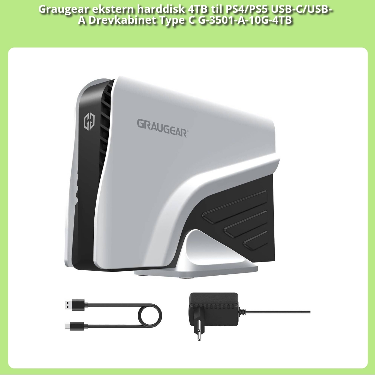 Anmeldelse af Graugear ekstern harddisk 4TB til PS4/PS5 USB-C/USB-A Drevkabinet Type C G-3501-A-10G-4TB