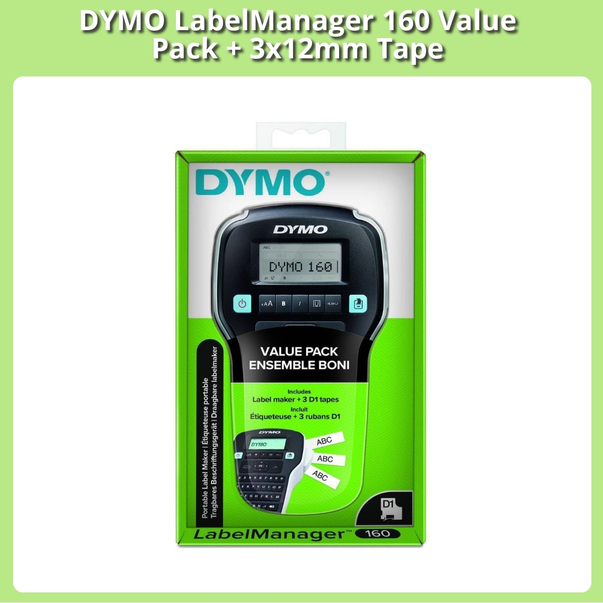 Anmeldelse af DYMO LabelManager 160 Value Pack + 3x12mm Tape