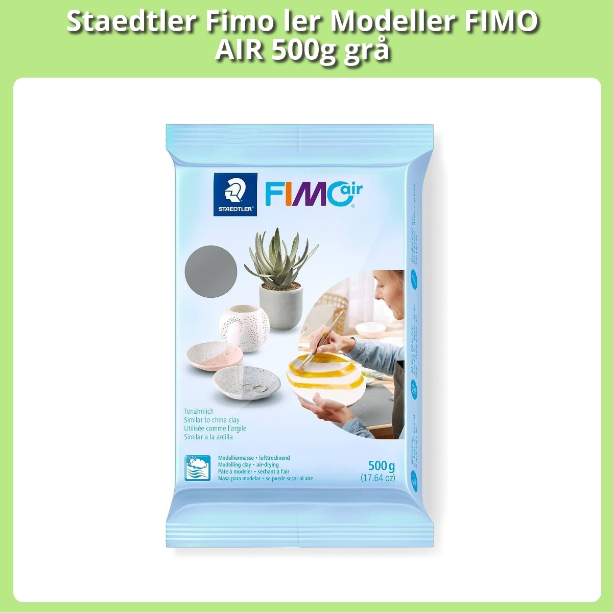 Anmeldelse af Staedtler Fimo ler Modeller FIMO AIR 500g grå