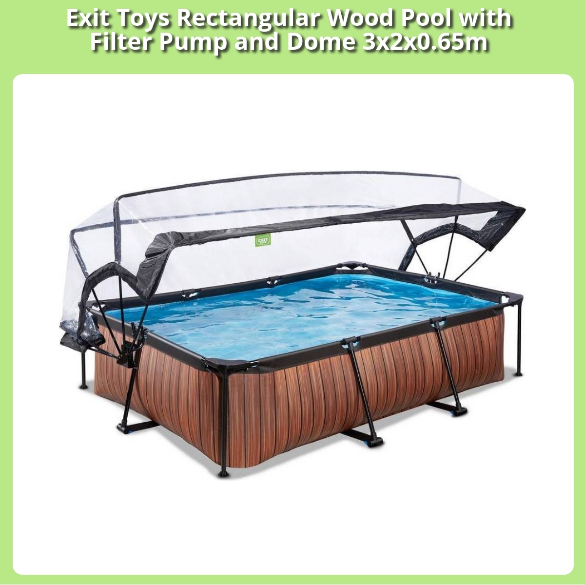 Anmeldelse af Exit Toys Rectangular Wood Pool with Filter Pump and Dome 3x2x0.65m