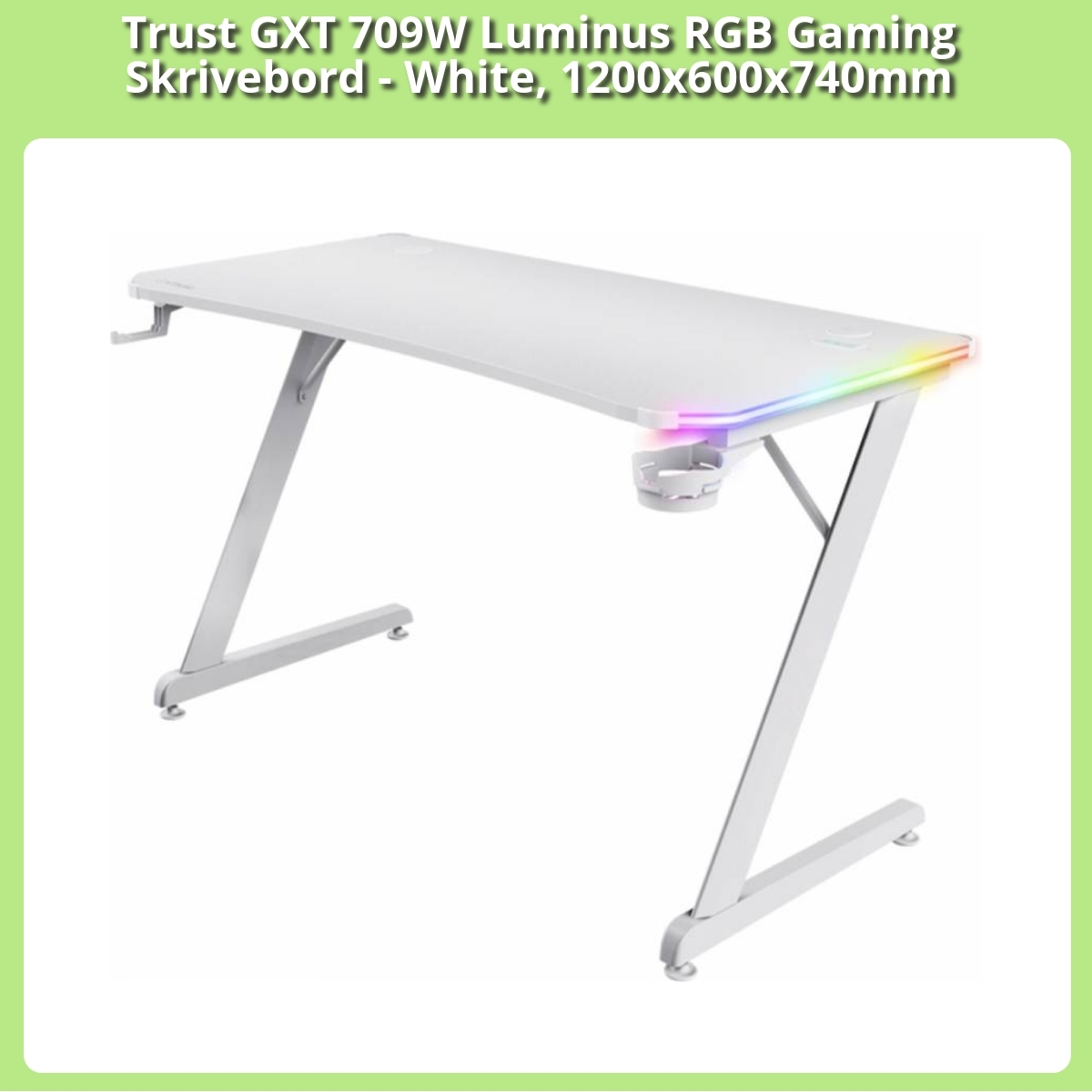 Anmeldelse af Trust GXT 709W Luminus RGB Gaming Skrivebord - White, 1200x600x740mm