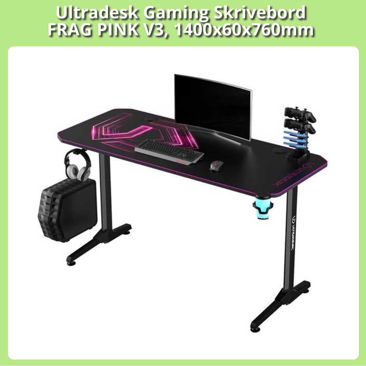 Anmeldelse af Ultradesk Gaming Skrivebord FRAG PINK V3, 1400x60x760mm