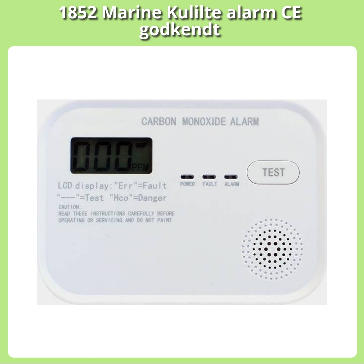 Anmeldelse af 1852 Marine Kulilte alarm CE godkendt
